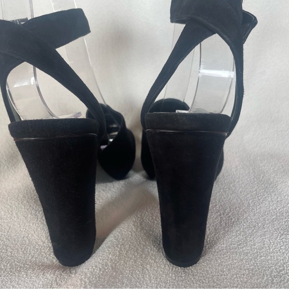 DVF Rebel Suede Platform Block Heel Sandals Diane Von Furstenberg black Sz 6.5 - Picture 10 of 10